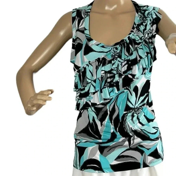 CLEO.  Y2K, sleeveless tank top blouse, frills, colorful , - Picture 1 of 15